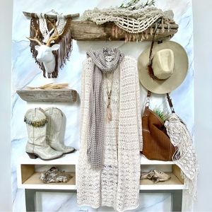 COPY - 80s/90s Sweet crochet boho prairie granny duster w country/cottage/hippy…